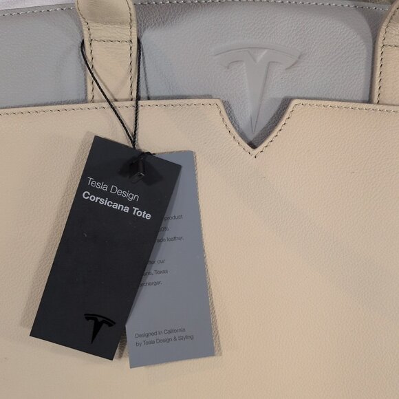 Tesla Corsicana Tote Leather Purse Bag NEW NWT Beige Grey Handbag Satchel $500 - Picture 2 of 16